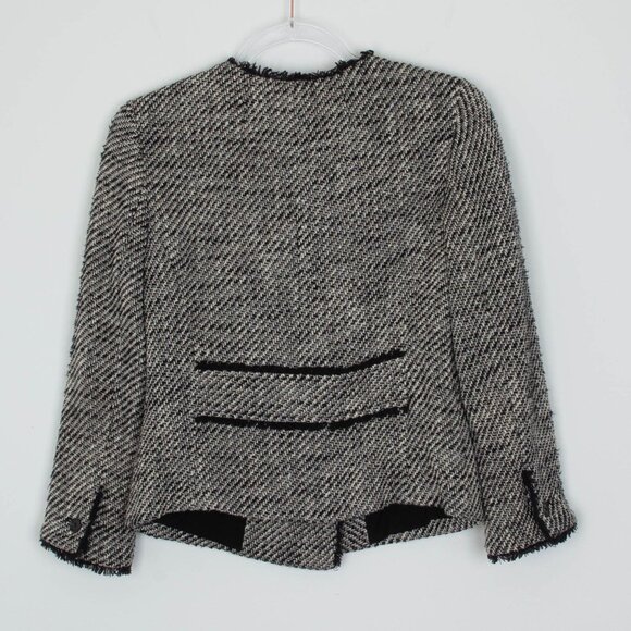 Loft Womens Double Breasted Tweed Blazer Size 0 Black White Preppy Office Work - Picture 8 of 10